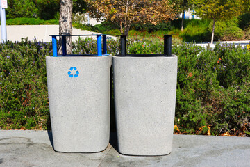 Public Waste Bins for Recycling and General Trash