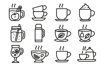 Jars warm wine drink flasks vector mulled bowl icon market tray icons