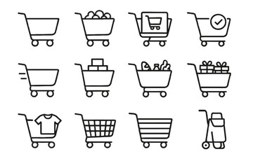 Icons metal online checkout cart trolley icon shopping groceries wooden vector foldable