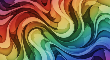Abstract Rainbow Swirls Background - A Vibrant and Dynamic Visual Representation of Flowing Colors and Artistic Movement