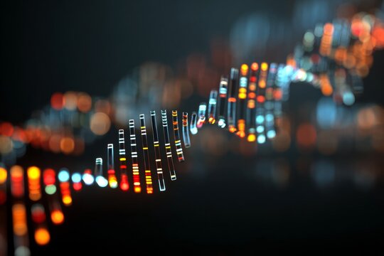 Decoding the future: advanced digital dna analysis. Corporate success. Advanced genetics exploration with holographic displays creating enriched scenes. Business metrics. Capital growth. - Powered by Adobe