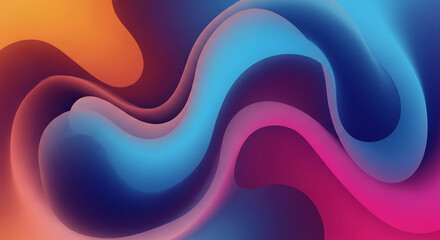 Abstract liquid fluid wavy background with vibrant gradient colors, smooth flowing shapes and dynamic wave pattern