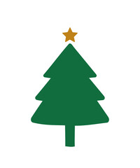 green christmas tree icon on white background 