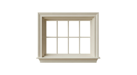 Obraz premium Cream Colored Window Frame with Eight Panes, isolated on a transparent background, cutout, PNG