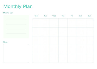 Blank Field for "Monthly Plan", Ideal for Planning, Studying, Work