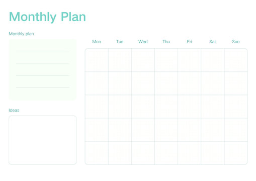 Blank Field for "Monthly Plan", Ideal for Planning, Studying, Work