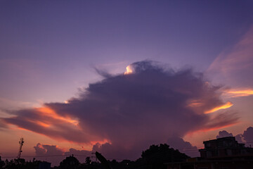 Colorful dramatic sky with cloud at sunset. Sky with clouds at sunset.