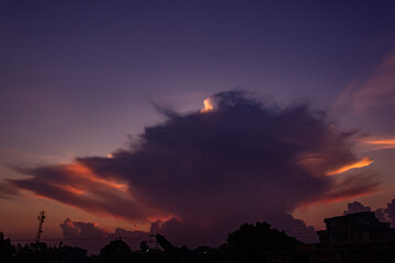 Colorful dramatic sky with cloud at sunset. Sky with clouds at sunset.