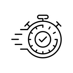 Stopwatch vector icon. editable line icon in outline style, timer, chronometer, time