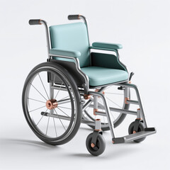 Fototapeta premium The wheelchair is depicted in a minimalist style, with a clean white background, symbolizing independence and mobility for individuals with disabilities, representing freedom.