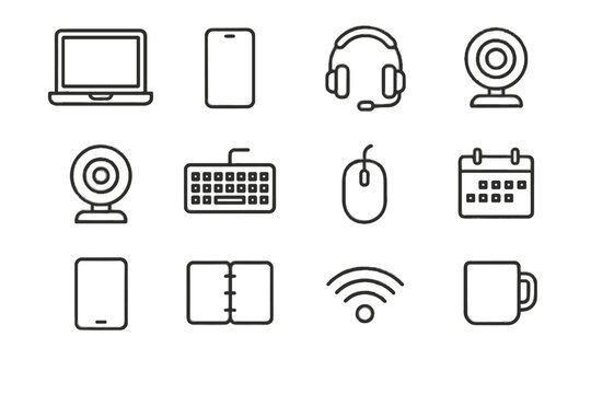 Signal icon virtual tools cloud calendar mouse smartphone vector storage webcam office