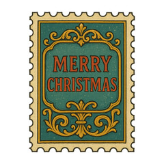 Obraz premium PNG Vintage Christmas postage stamp design.