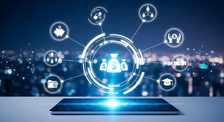 Financial Technology and Digital Economy Concepts, Illustrating Modern Business and Economic Growth