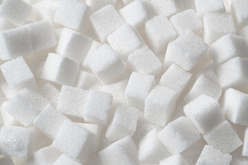 Close-up Overhead View of Scattered Sugar Lumps