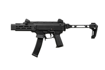 Modern Black Submachine Gun Isolated on White