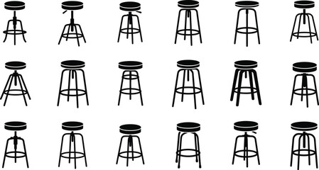 Bar stool leg icon set vector illustration silhouette