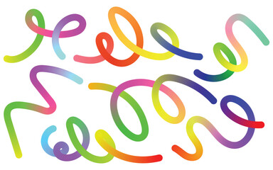 Colorful gradient swirls on white background create a playful and modern design