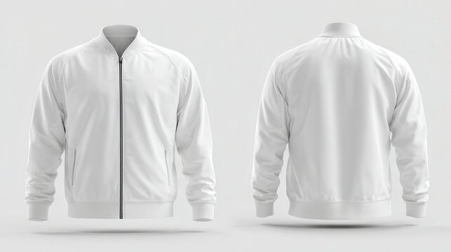 White bomber jacket front and back view