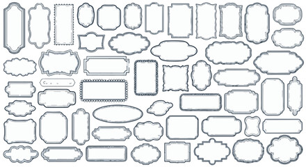 A collection of diverse, ornate frames of varying shapes and sizes, perfect for design or crafting elements.