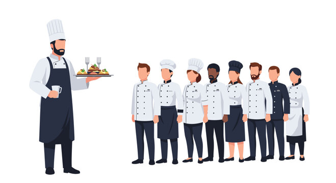 Diverse culinary team ready to serve delicious food, representing restaurant staffing solutions and teamwork in the hospitality industry