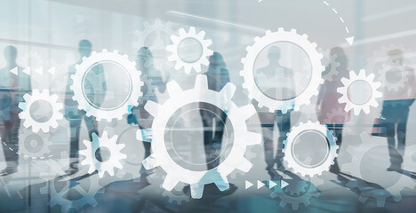 Gears on a blurred office background, gears concept
