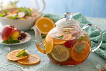 Healthy Detox Beverage Setup with Citrus and Fresh Mint