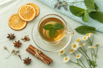 Herbal Tea Composition with Citrus, Mint and Chamomile