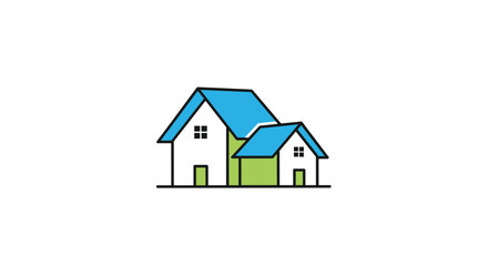 Modern minimalist duo houses icon, symbolizing home, real estate, family, or community growth and connection
