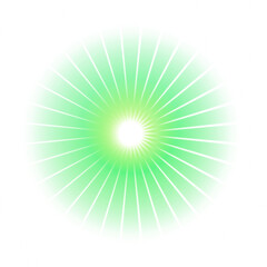 Obraz premium Green radial light burst design with transparent background 