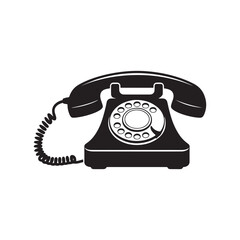 Vintage Rotary Dial Telephone Icon &ndash; Classic Retro Phone Silhouette Vector for Communication and Technology Design.
