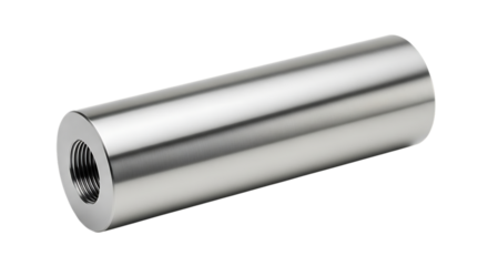 Cylinder, Polished Metal with Internal Threading on a Plain Background isolated on a transparent background, cutout, PNG