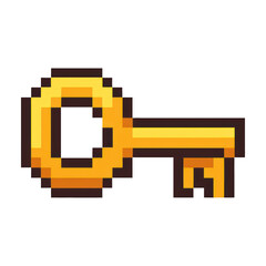 Fototapeta premium PNG Pixelated golden key illustration.