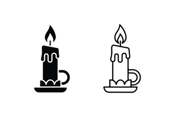 Candle vector outline and silhouette design