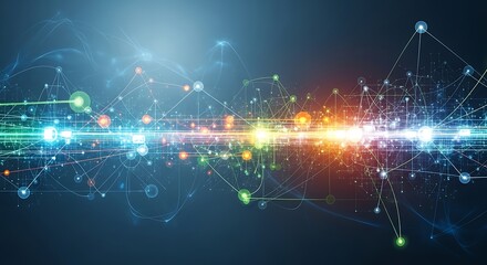 Abstract network with glowing lines and nodes representing data connections in a digital space
