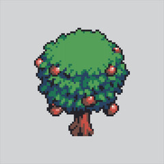 Fototapeta premium Pixel art illustration Apple Tree. Pixelated Apple Fruit. Apple Tree Farm Harvest Icon pixelated for the pixel art game and icon for website and video game. old school retro.