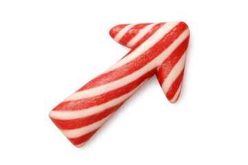 Fototapeta premium Candy cane arrow showing upward trend, growth, direction, and opportunity on transparent background