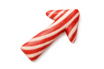 Candy cane arrow showing upward trend, growth, direction, and opportunity on transparent background