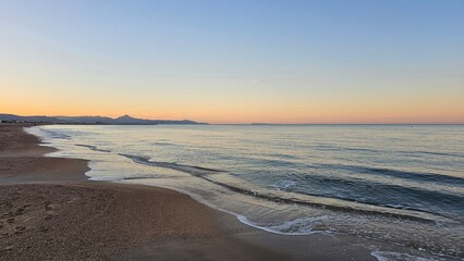 peaceful beach landscape at sunset