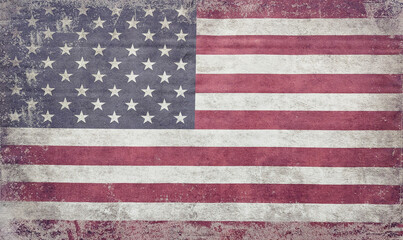 Close up of worn and faded US flag