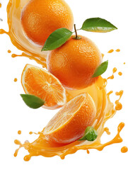 oranges in juice swirl splash