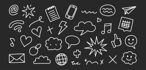 Hand Drawn Social Media and Communication Icons illustration