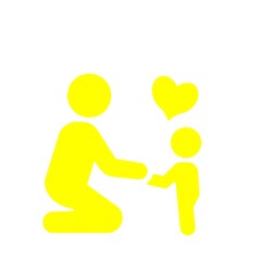 子どもと大人のふれあいを表すピクトグラム(黄色)