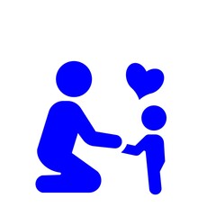 子どもと大人のふれあいを表すピクトグラム(青)
