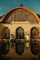 Botanical Garden and lily pond building in san diego balboa park on a sunny summer day