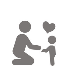 子どもと大人のふれあいを表すピクトグラム(グレー)