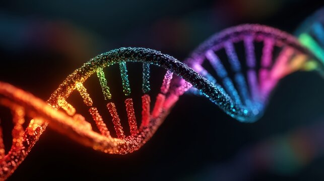 DNA molecule helix spiral wave blue background - Powered by Adobe