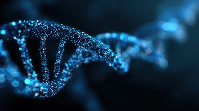 DNA molecule helix spiral wave blue background