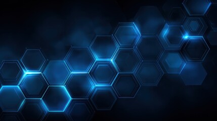 Dark blue background with hexagon geometric lines pattern