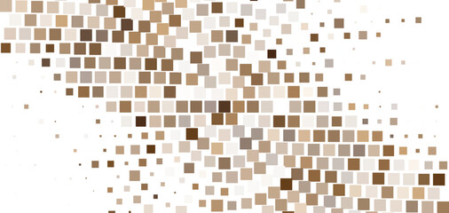 Abstract flowing pixel mosaic wave pattern with soft brown and beige square tiles creating a dynamic geometric texture, modern minimalist decorative background ideal for branding layouts and interior 