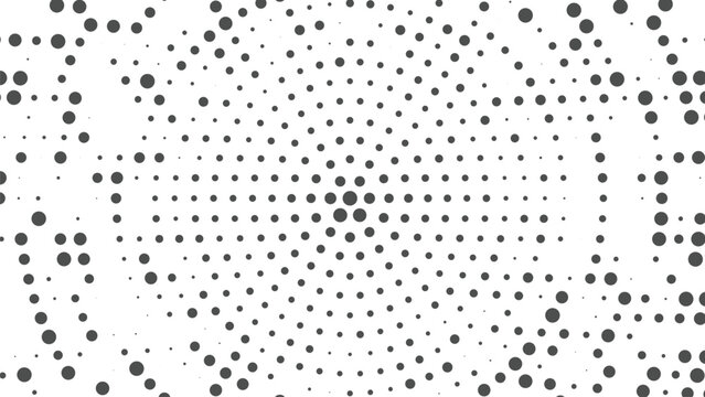 Monochrome halftone dot pattern forming a smooth radial gradient with circular density variations, minimal abstract background ideal for posters print textures UI graphics and modern decorative layout